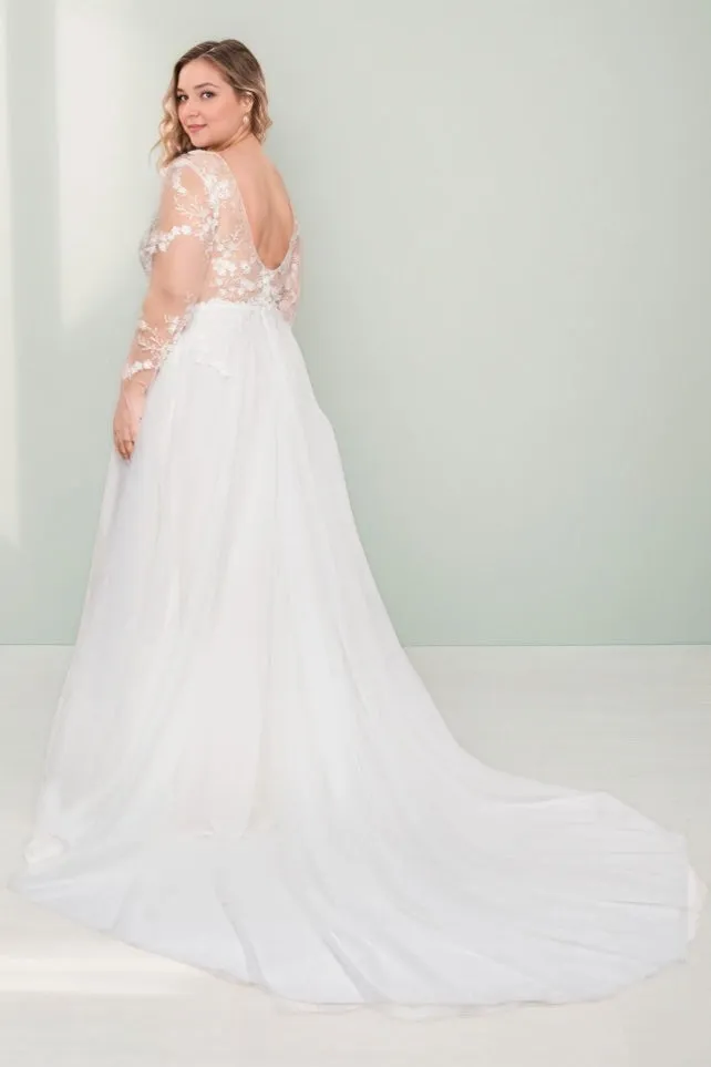 A-Line Sweep-Brush Train Lace Tulle Wedding Dress CW3493 sold by Cocomelody product image thumbnail 2