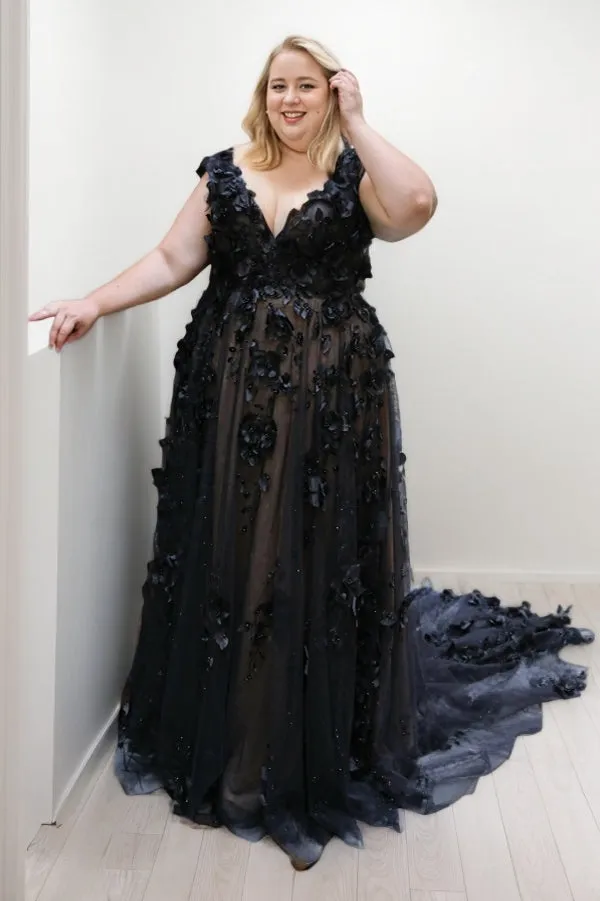 A-Line Sweep-Brush Train Lace Tulle Wedding Dress CW3490 sold by Cocomelody