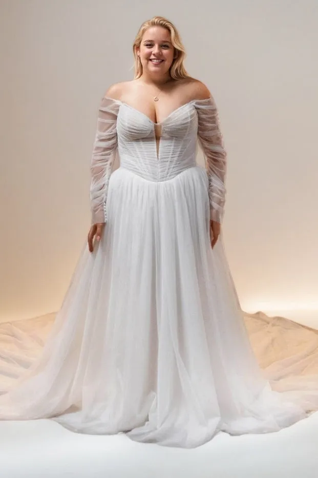A-Line Court Train Tulle Wedding Dress CW3489 sold by Cocomelody