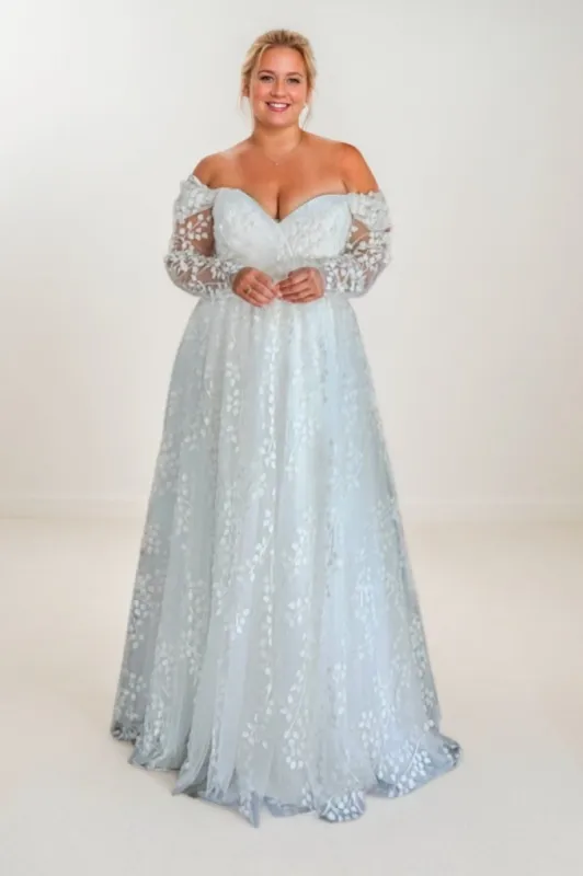 A-Line Sweep-Brush Train Lace Wedding Dress CW3488 sold by Cocomelody