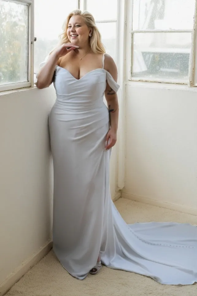 Sheath-Column Court Train Elastic Cloth Wedding Dress CW3485 sold by Cocomelody