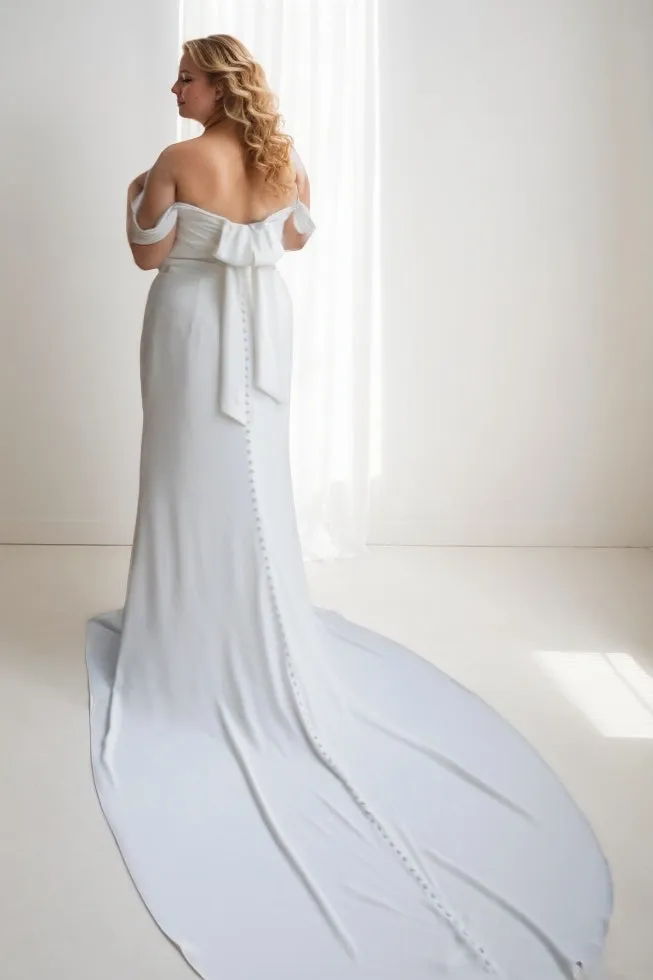 Sheath-Column Court Train Elastic Cloth Wedding Dress CW3485 sold by Cocomelody product image thumbnail 2