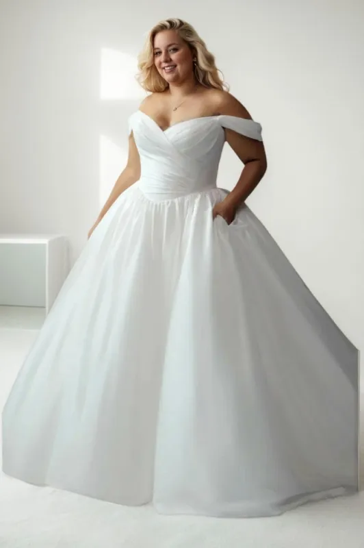 A-Line Sweep-Brush Train Taffeta Wedding Dress CW3483 sold by Cocomelody