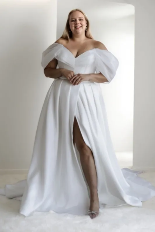 A-Line Sweep-Brush Train Organza Wedding Dress CW3482 sold by Cocomelody