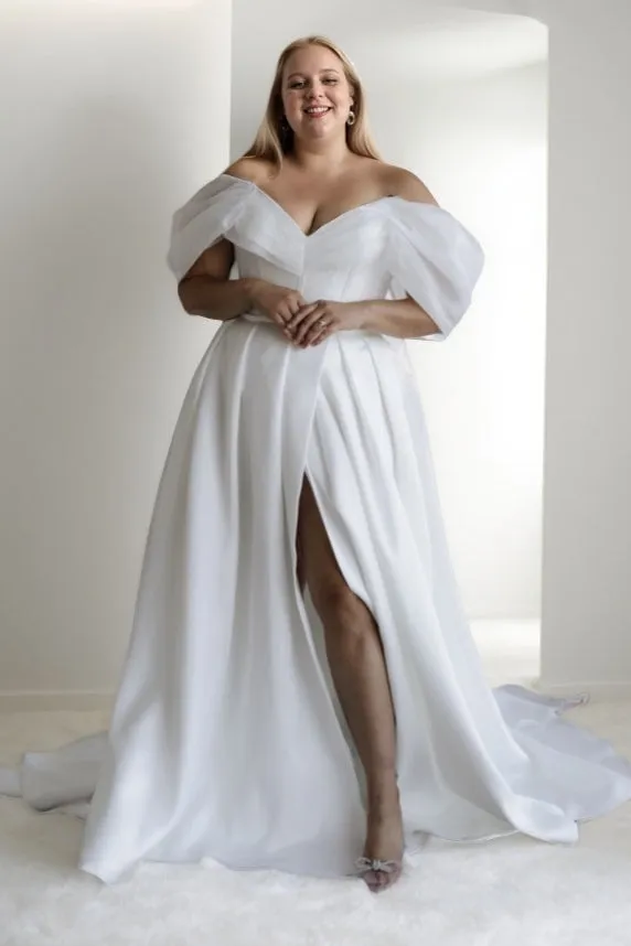 A-Line Sweep-Brush Train Organza Wedding Dress CW3482 sold by Cocomelody