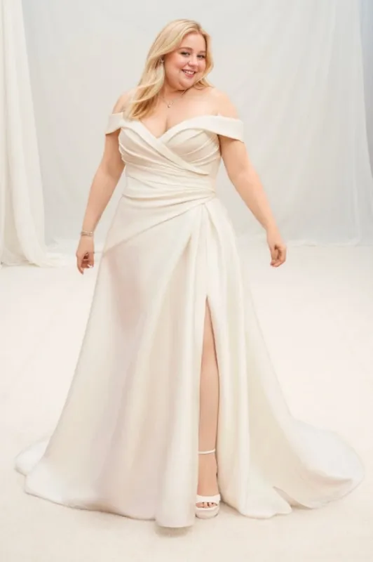 A-Line Sweep-Brush Train Mikado Wedding Dress CW3479 sold by Cocomelody
