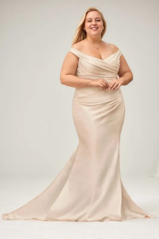 Trumpet-Mermaid Sweep-Brush Train Satin Wedding Dress CW3478 sold by Cocomelody