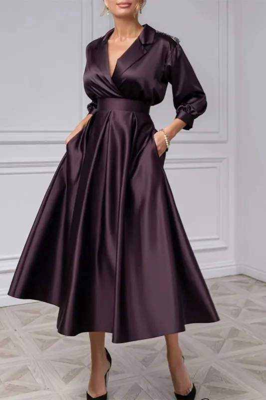 A Line Princess V Neck 3/4 Sleeves Mother Of The Bride Dresses CM0360 made by Cocomelody