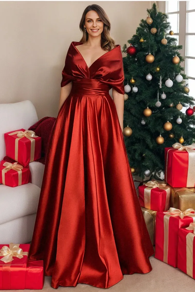 A Line V Neck Satin Mother of the Bride Dresses CM0358 sold by Cocomelody