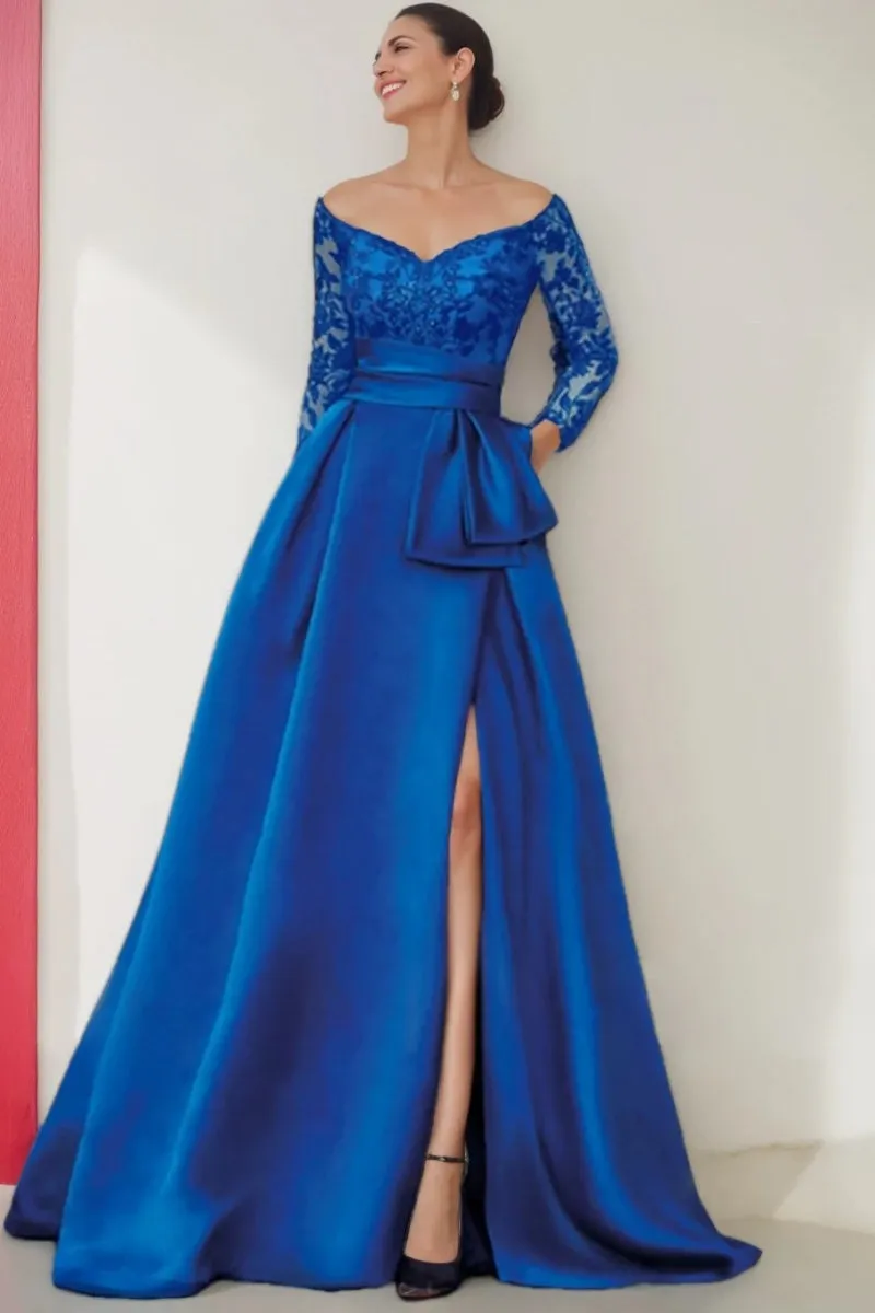 A Line Off the Shoulder 3/4 Length Sleeves Floor Length Mother Dresses CM0349 sold by Cocomelody