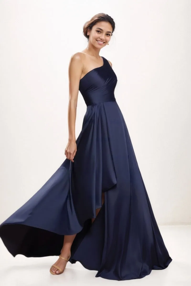 Elegant A-Line One-Shoulder Satin Prom Dresses CS0767 sold by Cocomelody