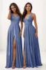 Modest A-Line Silk Like Satin Prom Dresses With High Split CS0766 sold by Cocomelody