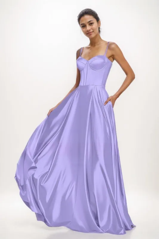 Elegant A-Line Sweetheart Matte Satin Prom Dresses CS0765 sold by Cocomelody