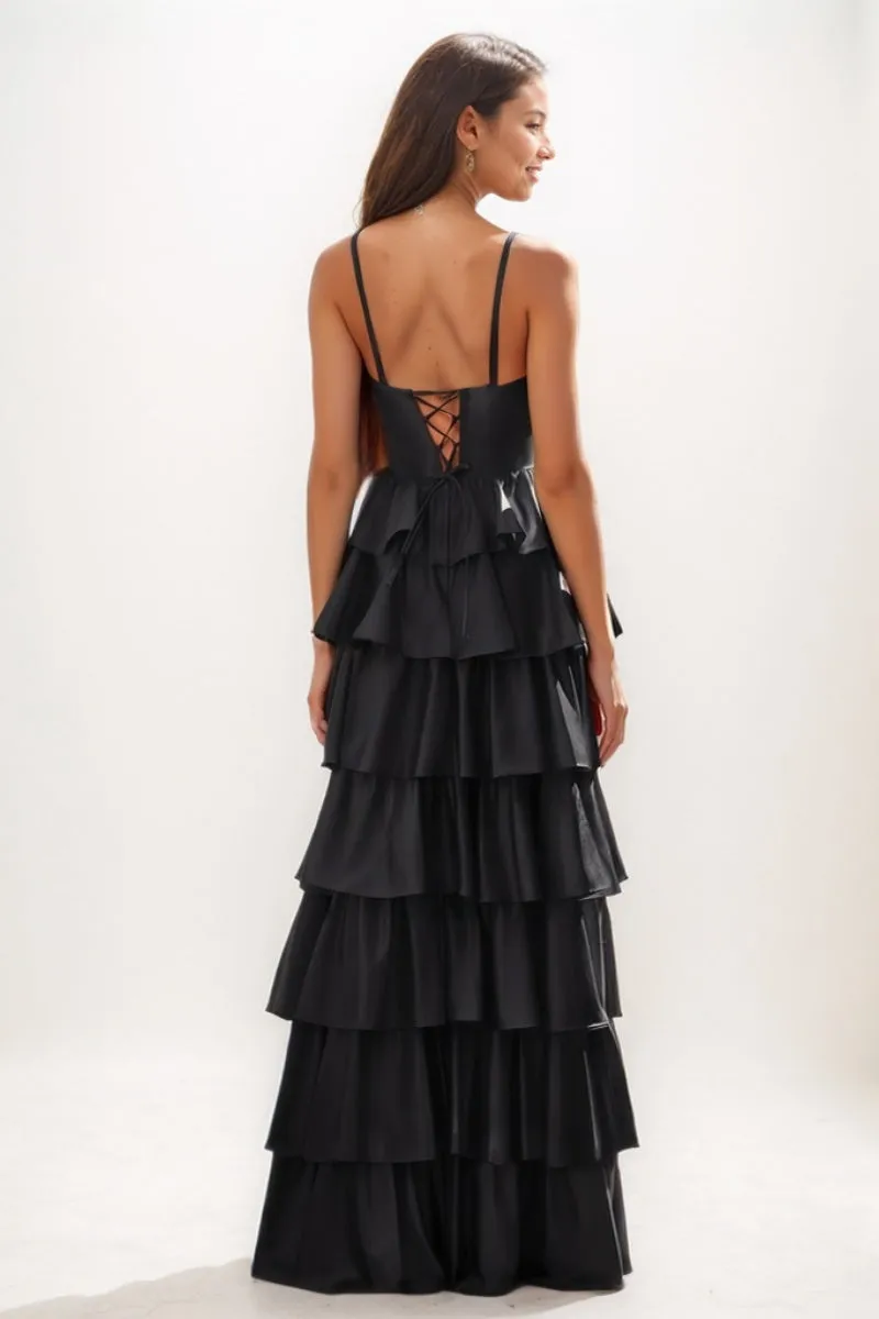 A-Line Ruffle Floor-Length Satin Prom Dresses CS0748 sold by Cocomelody product image thumbnail 2