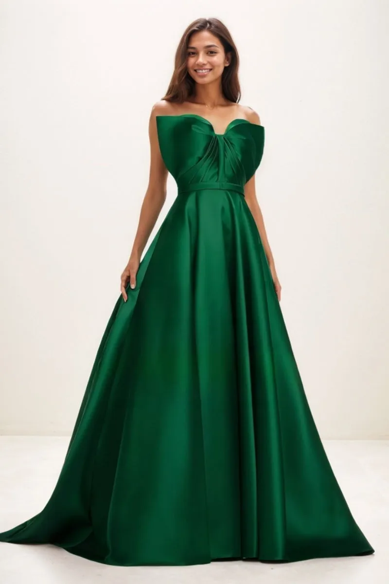 Unique Sleeveless A-Line Sweep Train Satin Prom Dresses CS0745 sold by Cocomelody