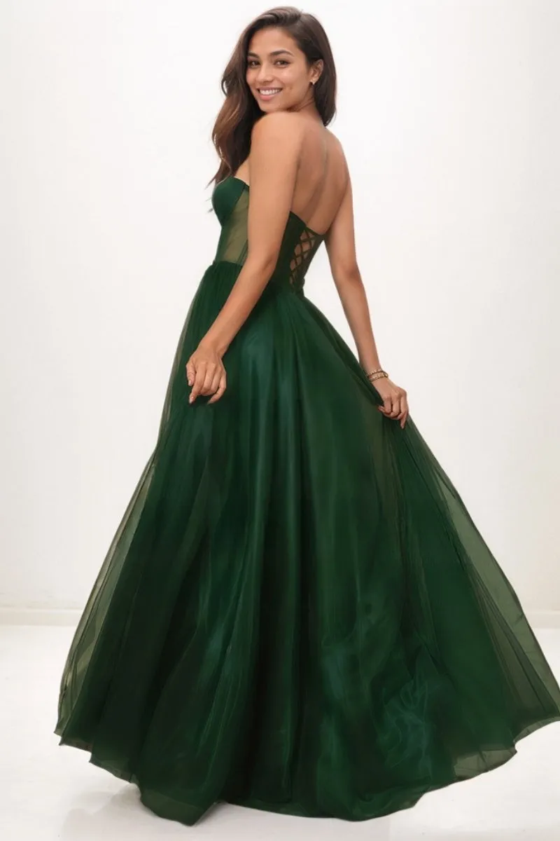 Dreamy Illusion Corset A-Line Floor-Length Tulle Prom Dresses CS0744 sold by Cocomelody product image thumbnail 2