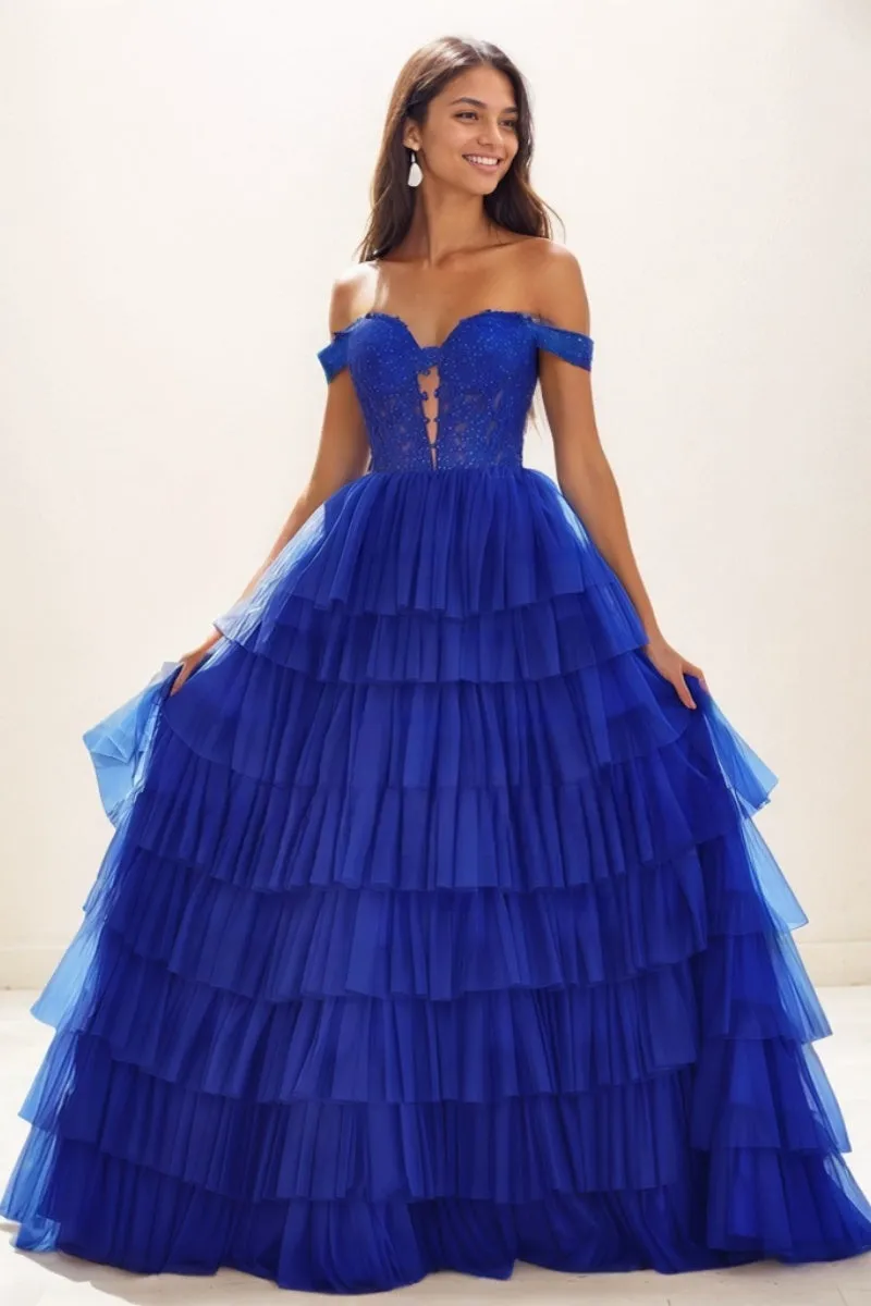 Elegant Off-The-Shoulder A-LineTulle Prom Dresses CS0735 sold by Cocomelody