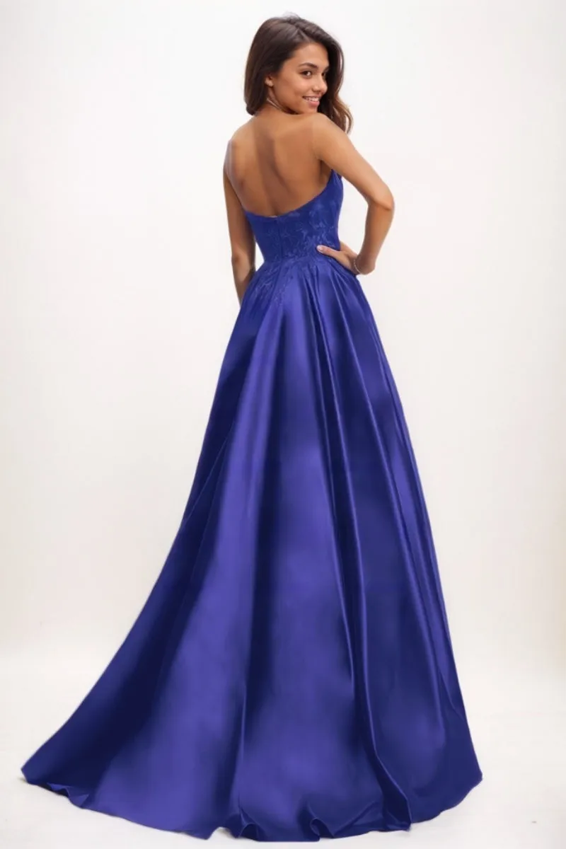 Sweetheart A-Line Sweep Train Matte Satin Prom Dresses CS0730 sold by Cocomelody product image thumbnail 2