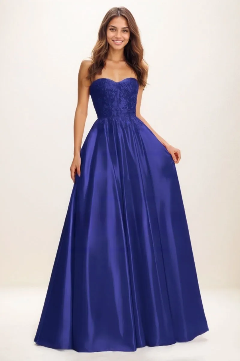 Sweetheart A-Line Sweep Train Matte Satin Prom Dresses CS0730 sold by Cocomelody