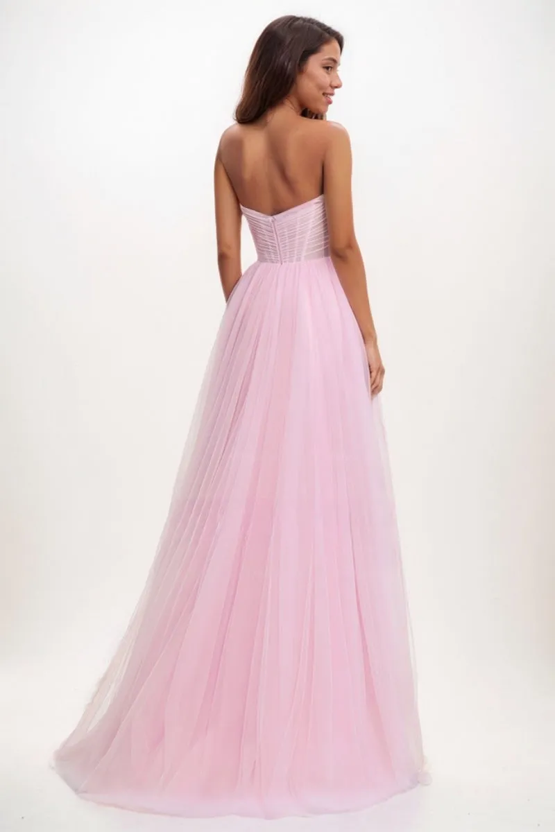 Sweetheart Ruched Illusion Corset A-LineTulle Prom Dresses CS0729 sold by Cocomelody product image thumbnail 2