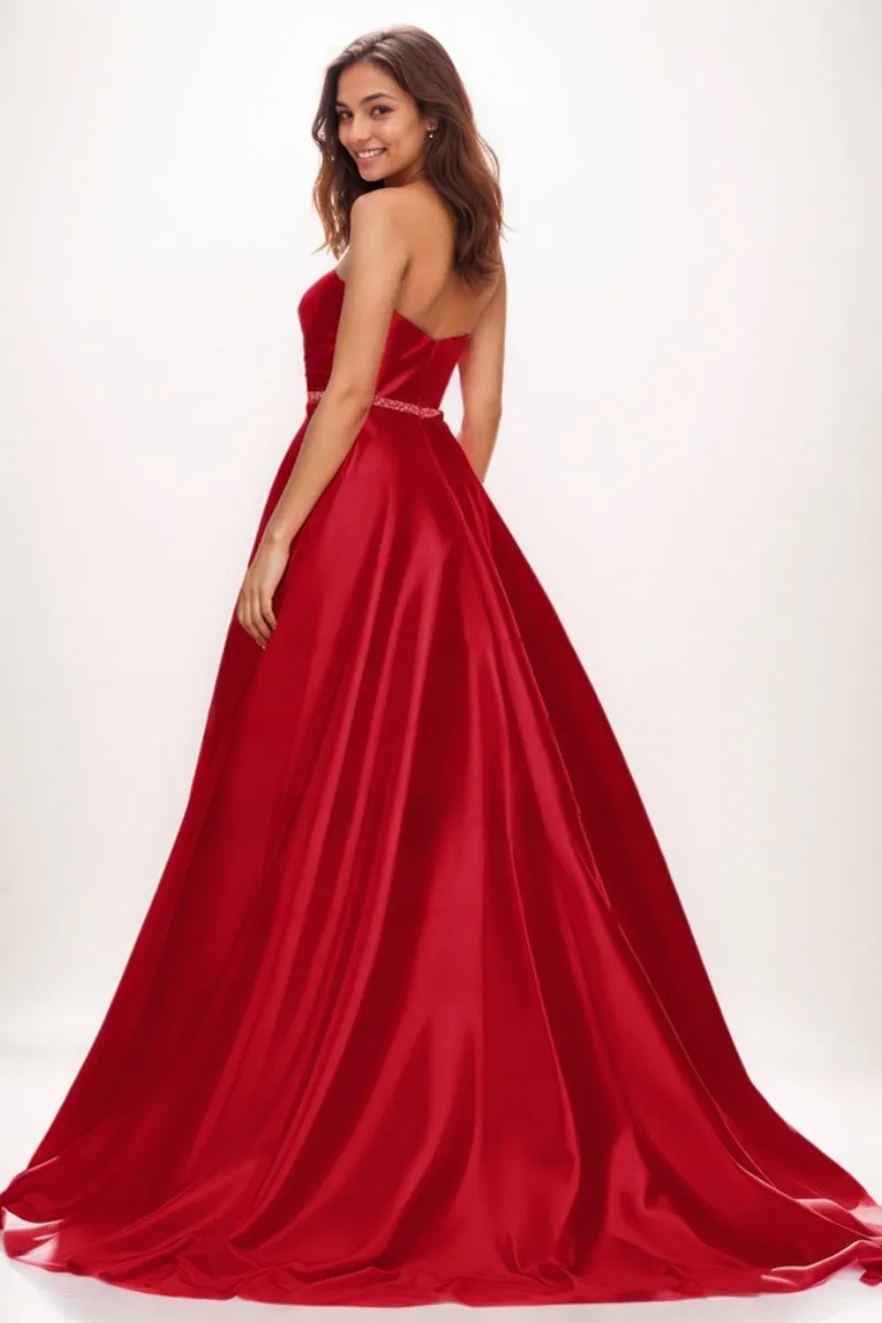Elegant Sweetheart A-Line Sweep Train Satin Prom Dresses CS0728 sold by Cocomelody product image thumbnail 2