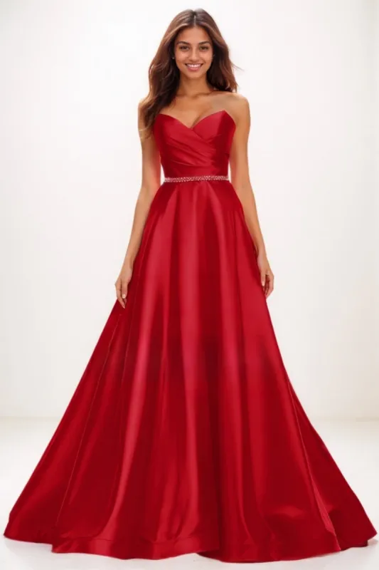 Elegant Sweetheart A-Line Sweep Train Satin Prom Dresses CS0728 sold by Cocomelody