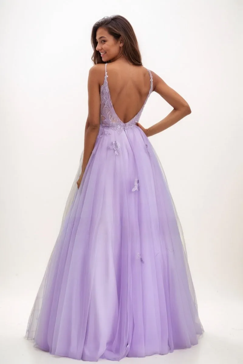 V-Neck A-Line Floor-Length Lace/Tulle Prom Dresses CS0725 sold by Cocomelody product image thumbnail 2