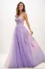 Lace V-Neck Corset A-Line Floor-Length Tulle Prom Dresses CS0723 sold by Cocomelody