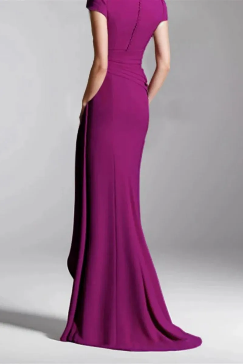 Sheath Column V Neck Short Sleeves Floor Length Mother Dresses CM0377 sold by Cocomelody product image thumbnail 4