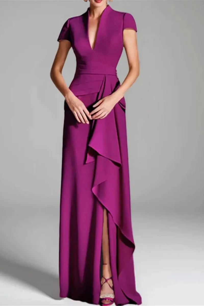 Sheath Column V Neck Short Sleeves Floor Length Mother Dresses CM0377 sold by Cocomelody product image thumbnail 3