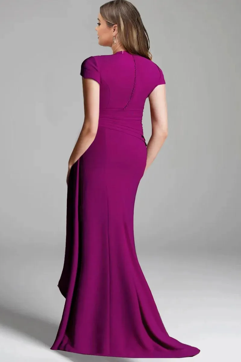 Sheath Column V Neck Short Sleeves Floor Length Mother Dresses CM0377 sold by Cocomelody product image thumbnail 2