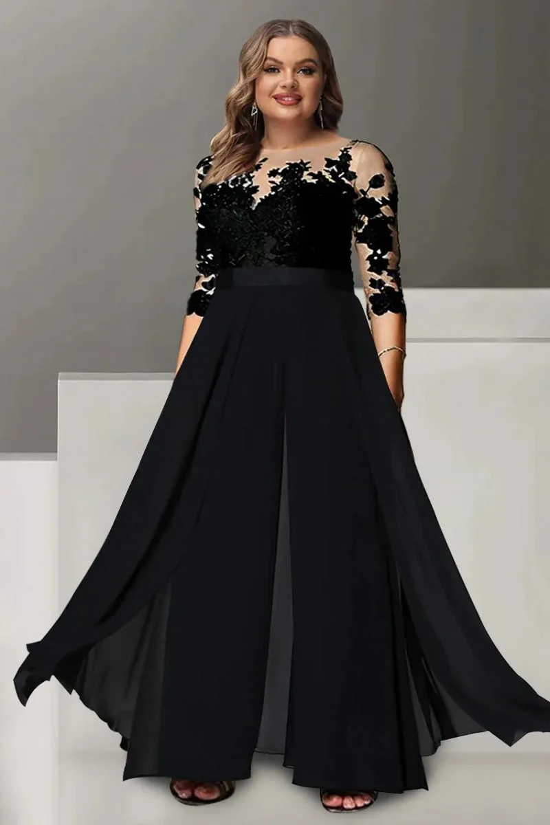 A Line Jewel Neck 3/4 Length Sleeves Floor Length Mother Dresses CM0375 sold by Cocomelody product image thumbnail 4