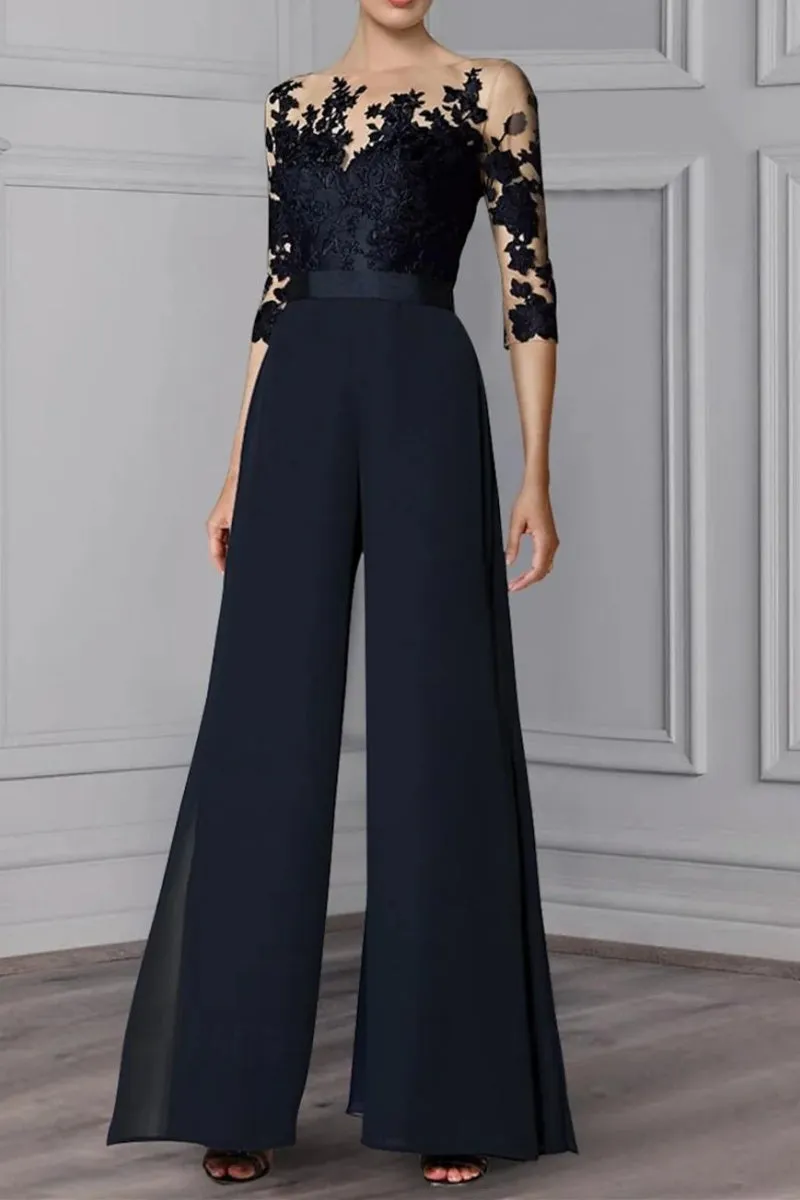 A Line Jewel Neck 3/4 Length Sleeves Floor Length Mother Dresses CM0375 sold by Cocomelody