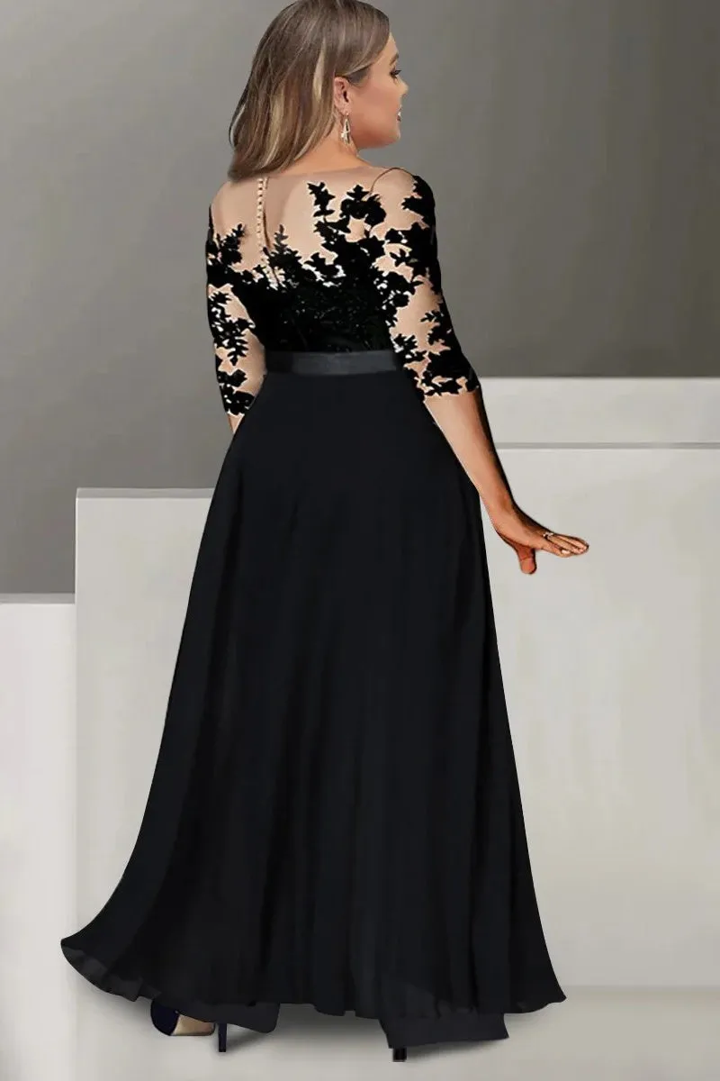 A Line Jewel Neck 3/4 Length Sleeves Floor Length Mother Dresses CM0375 sold by Cocomelody product image thumbnail 2