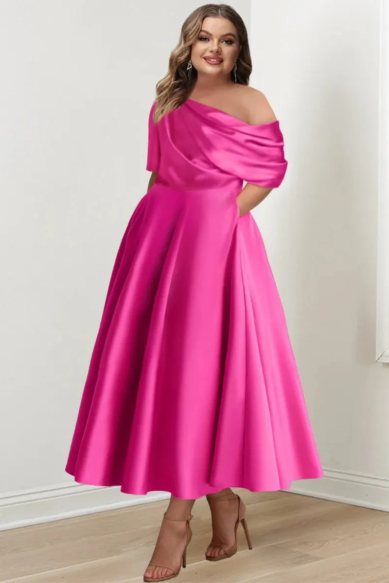 A Line One shoulder Half Sleeve Ankle Length Mother Dresses CM0366 sold by Cocomelody product image thumbnail 2