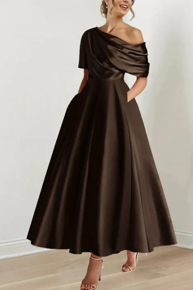 A Line One shoulder Half Sleeve Ankle Length Mother Dresses CM0366 sold by Cocomelody product image thumbnail 5