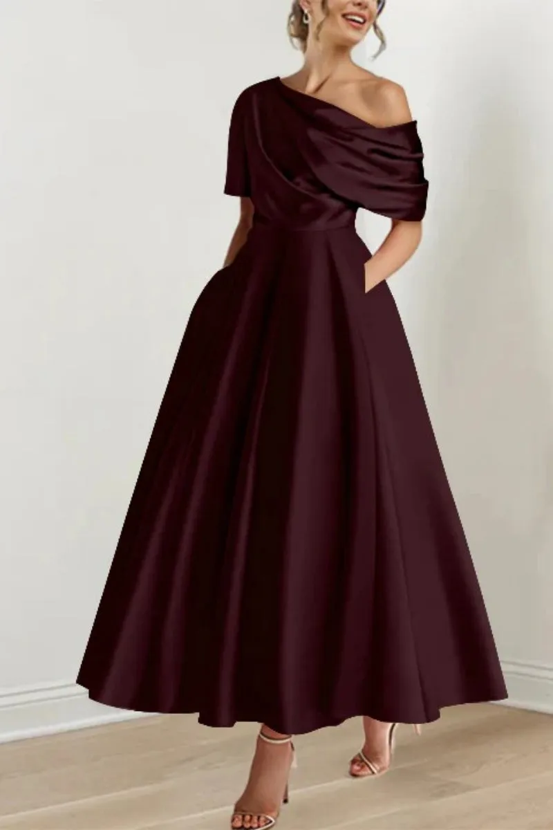 A Line One shoulder Half Sleeve Ankle Length Mother Dresses CM0366 sold by Cocomelody product image thumbnail 3