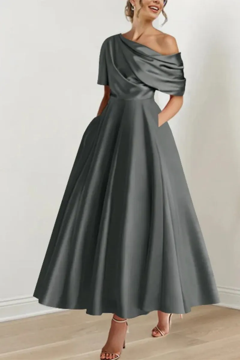 A Line One shoulder Half Sleeve Ankle Length Mother Dresses CM0366 sold by Cocomelody product image thumbnail 4