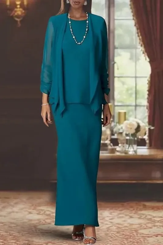 Sheath Scoop Neck Long Sleeves Floor Length Mother Dresses CM0365 sold by Cocomelody