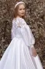 A-Line Illusion Neck Long Sleeve Satin Flower Girl Dresses 750796600612 sold by Cocomelody