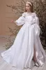 A-Line Illusion Neck Long Sleeve Satin Flower Girl Dresses 750796600612 sold by Cocomelody