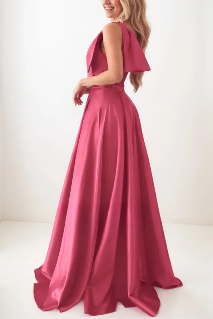 A-Line Pink Bridesmaid Dress with Bowknot and Pockets CB0807 sold by Cocomelody product image thumbnail 2