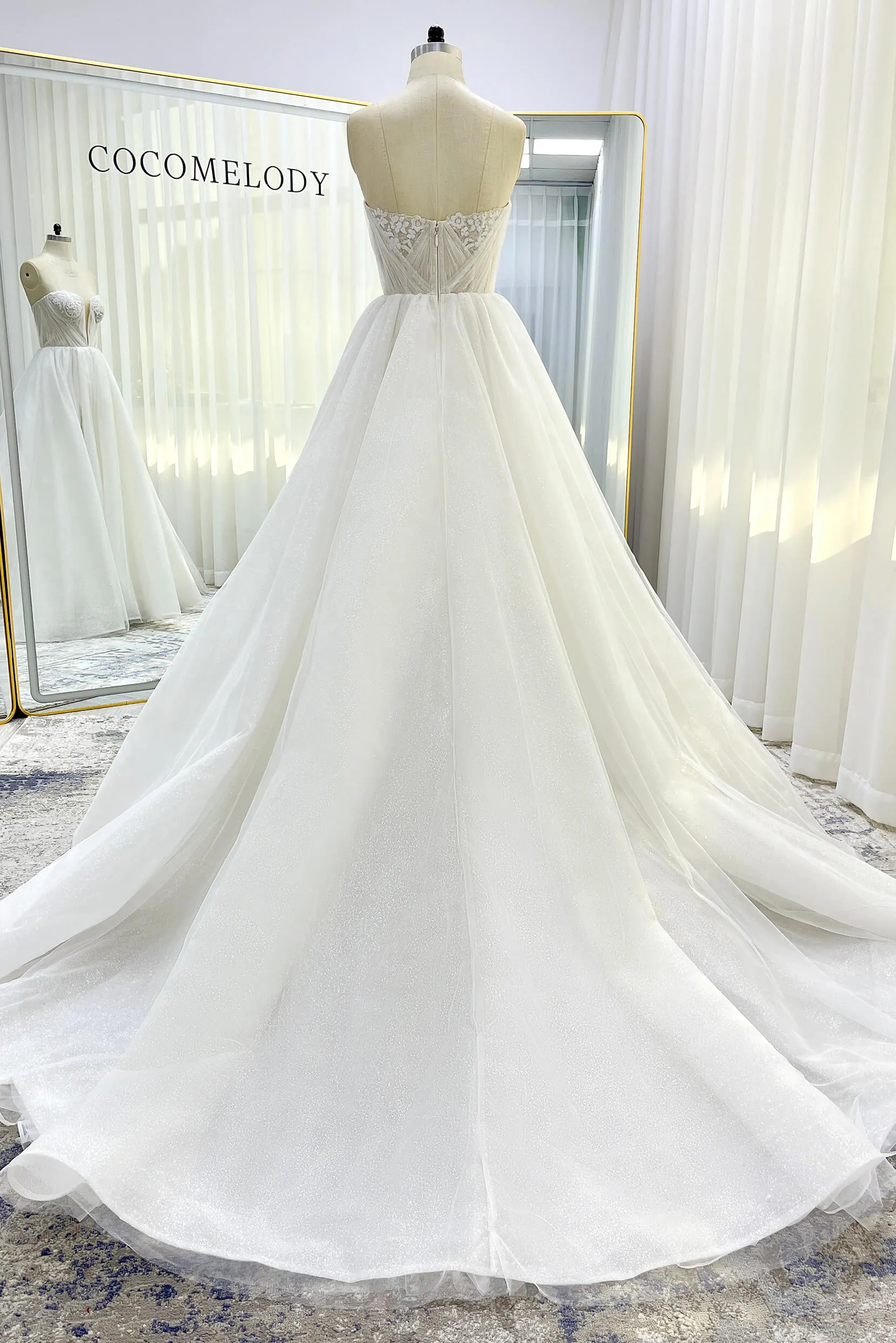 A-Line Court Train Glitter Wedding Dress CW3342 sold by Cocomelody product image thumbnail 2