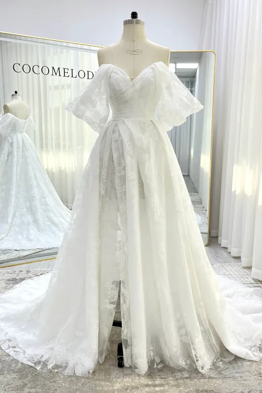 A-Line Court Train Glitter Wedding Dress CW3340 sold by Cocomelody