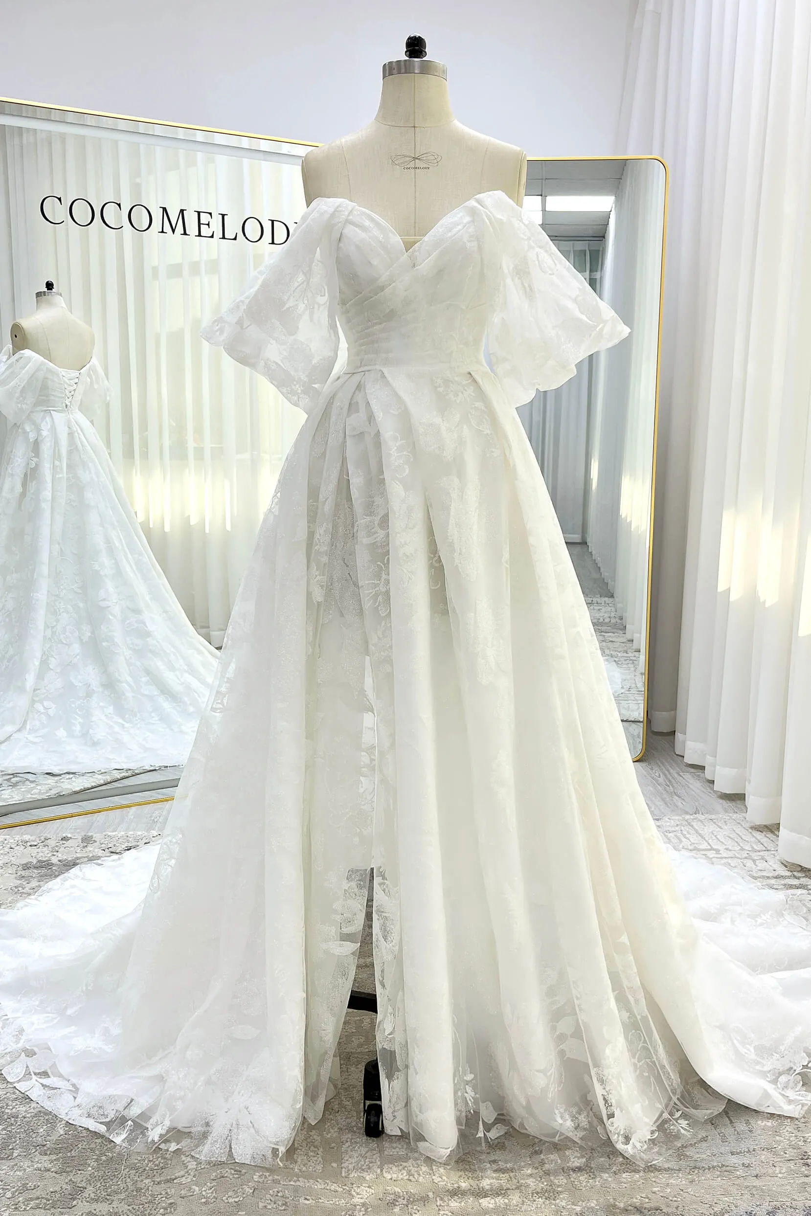 A-Line Court Train Glitter Wedding Dress CW3340 sold by Cocomelody