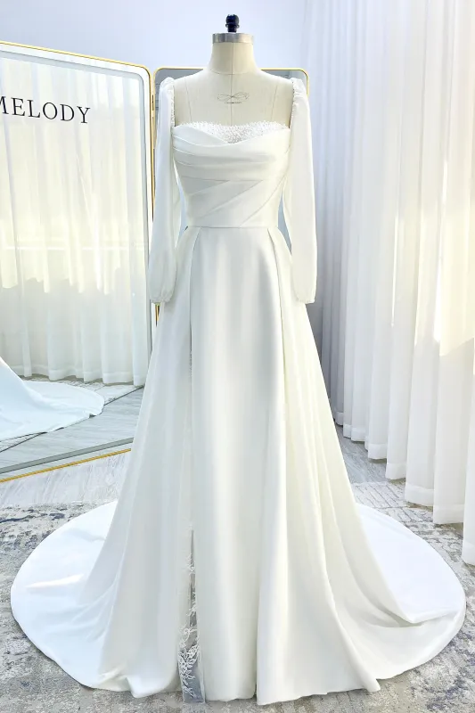 A-Line Court Train Satin Wedding Dress CW3329 sold by Cocomelody