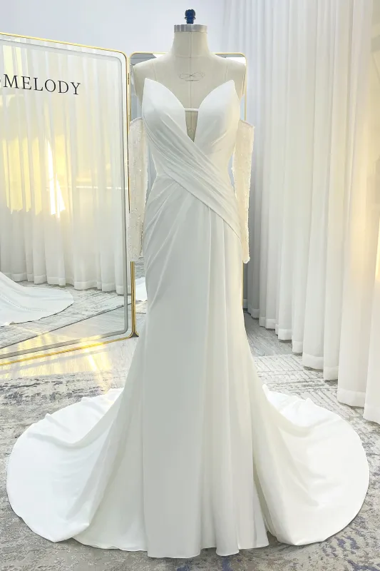 Trumpet-Mermaid Court Train Satin Wedding Dress CW3328 sold by Cocomelody