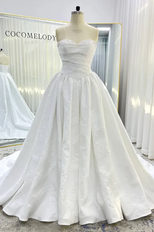 Ball Gown Court Train Jacquard Satin Wedding Dress CW3532 sold by Cocomelody