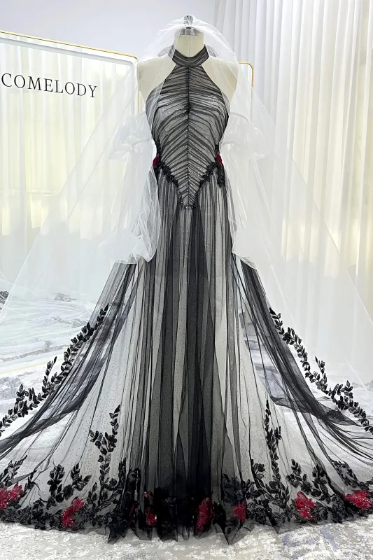 A-Line Cathedral Train Glitter Sparkle Tulle Wedding Dress CW3349 sold by Cocomelody