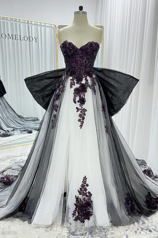 A-Line Court Train Lace Tulle Wedding Dress CW3345 sold by Cocomelody